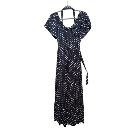 Navy Blue Polka Dot Dress - Picture 3 of 9